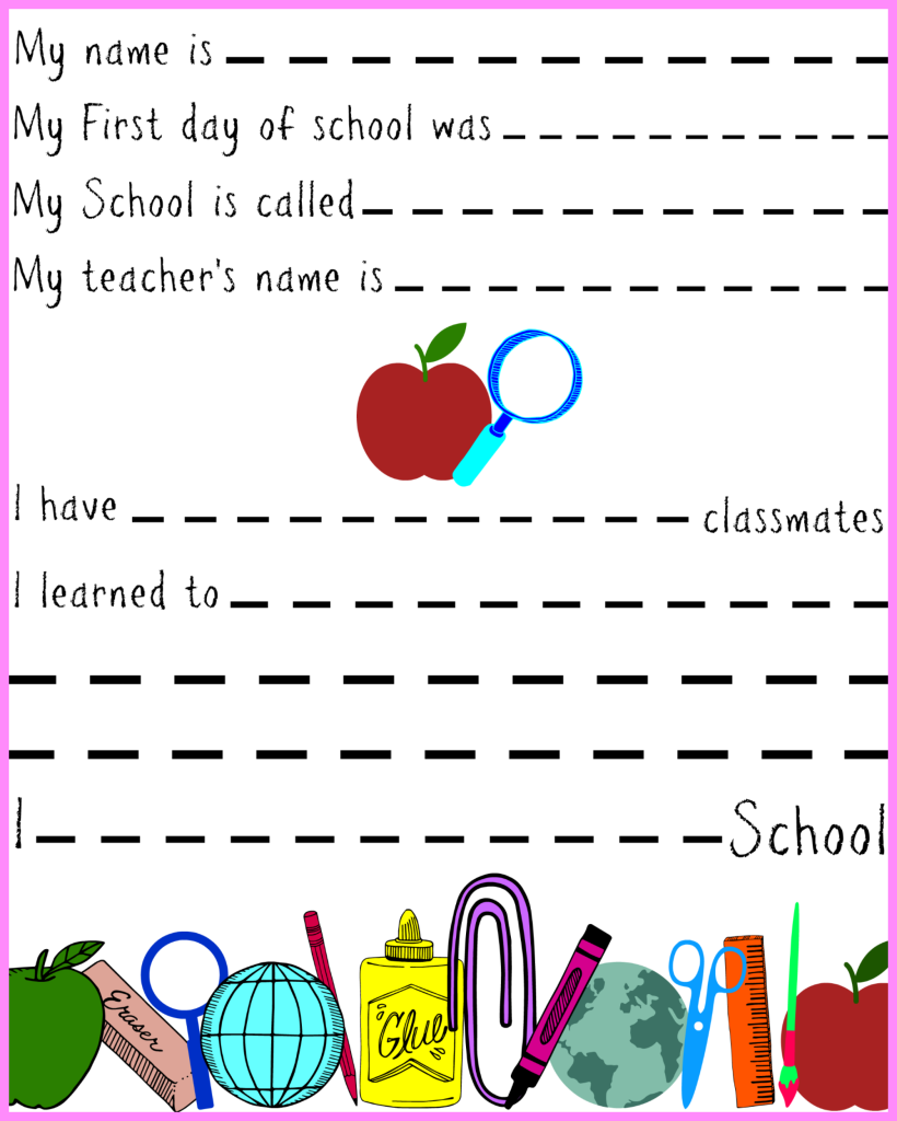 First Day of School Memory Keepsake Printables - for Smaller Children ...
