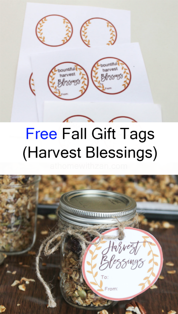 Free Fall Gift Tags - Autumn Gift Tags - Free -Pinterest Pin- Harvest Blessings - At Home With Zan