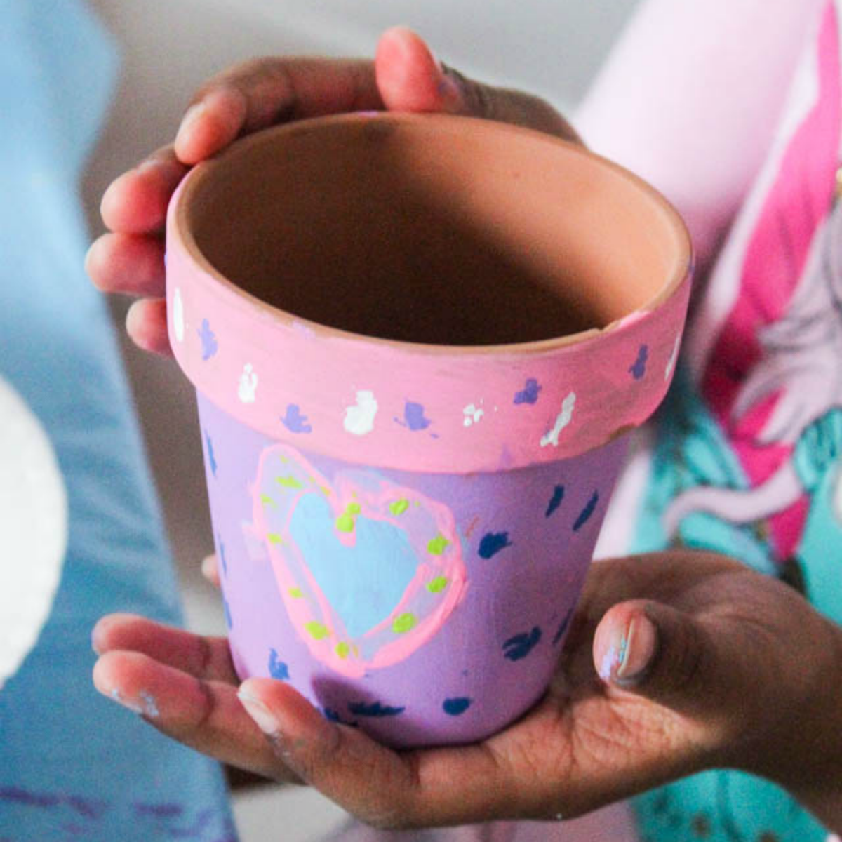 Colorful KidPainted Spring Flower Pots At Home With Zan Home