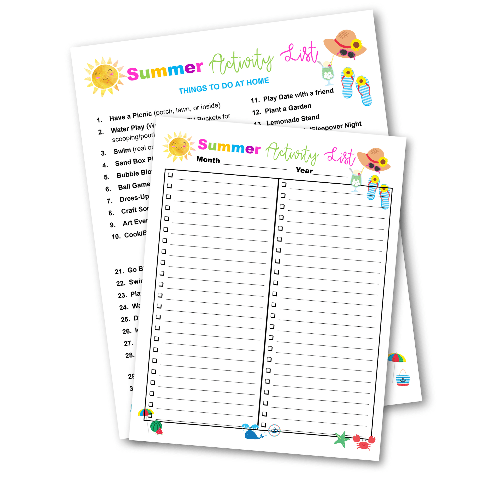 Summer Activities, Bucket List