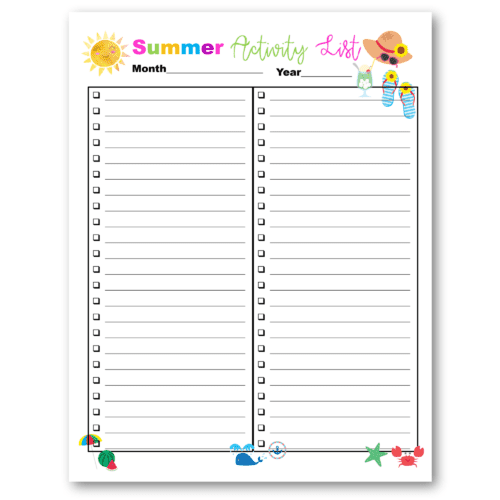 Summer Activities, Bucket List