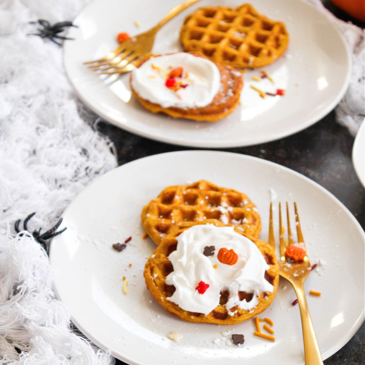 Pumpkin Waffles for Kids - athomewithzan.com