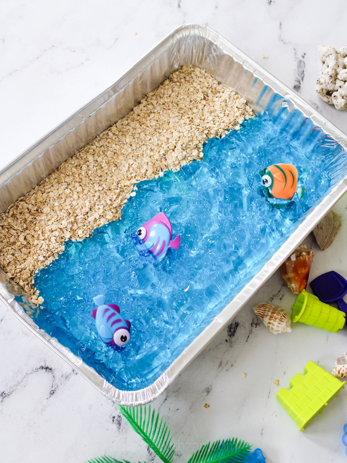 Edible Ocean Sensory Bin - athomewithzan.com