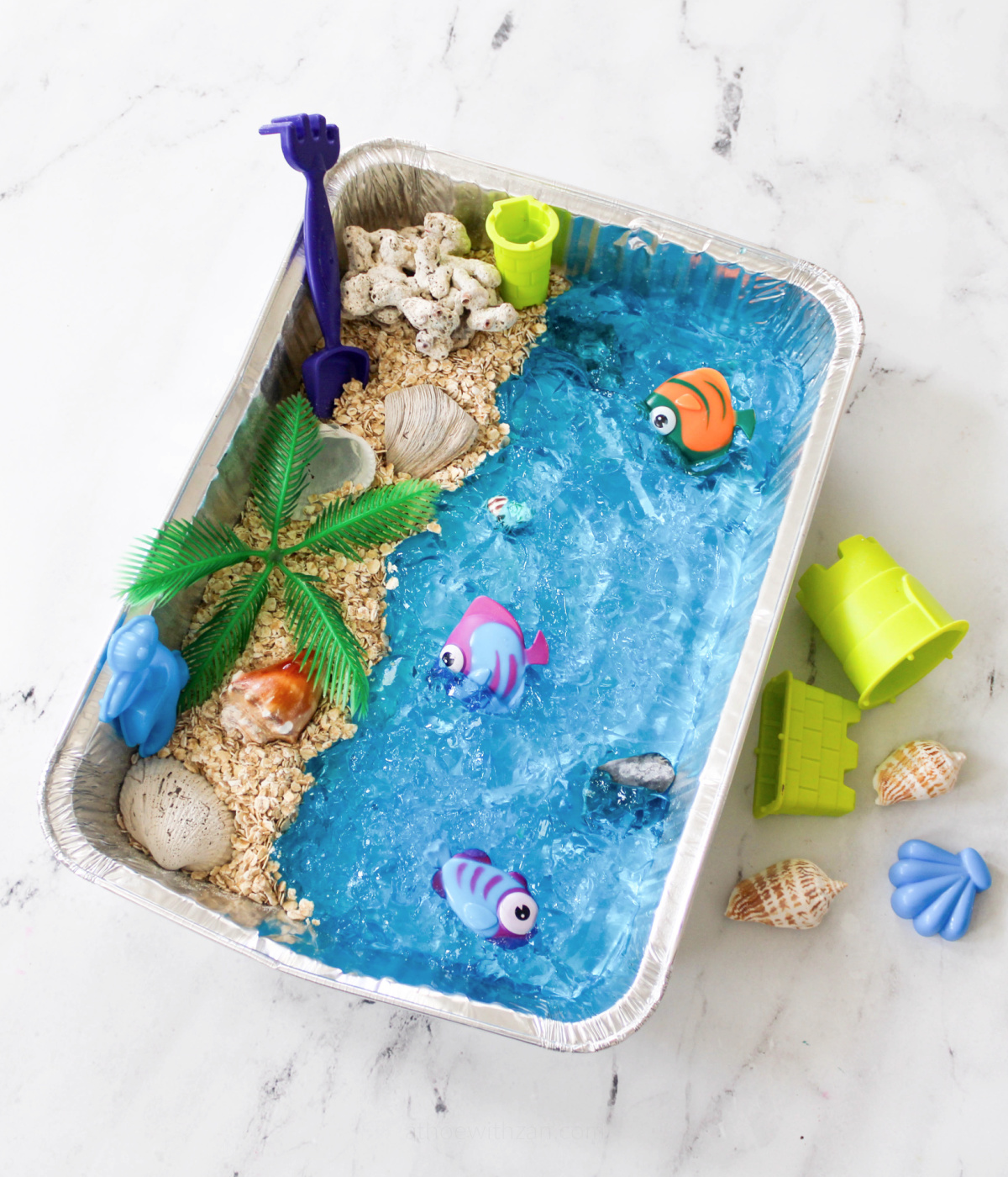 Edible Ocean Sensory Bin - athomewithzan.com
