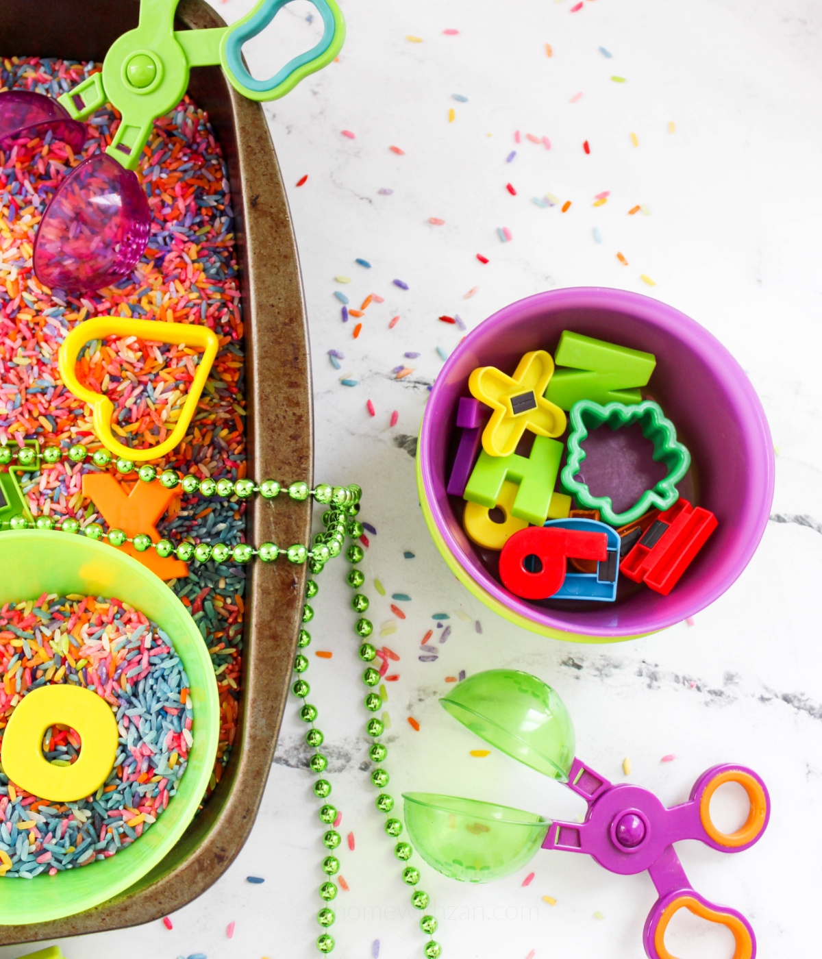 Sensory Rice Bin - How to Make Colored Rice – AHWZ